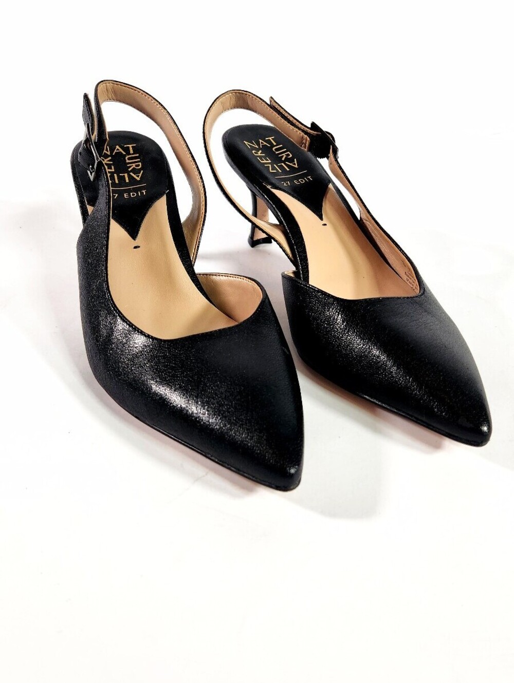 Naturalizer Black Leather Slingback Heels, Size 7